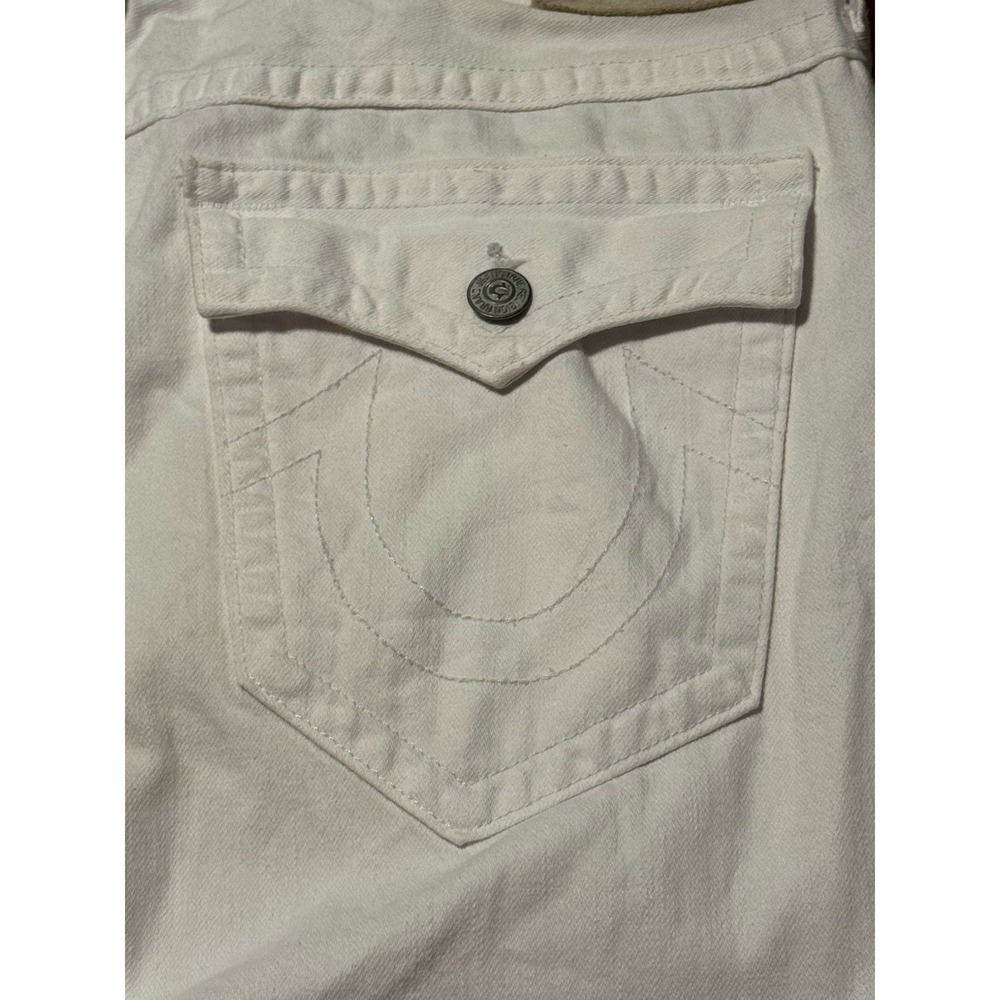 True Religion Ricky White Jeans 40 Relaxed Straight Flap Pocket 32 Inseam USA - Picture 10 of 13